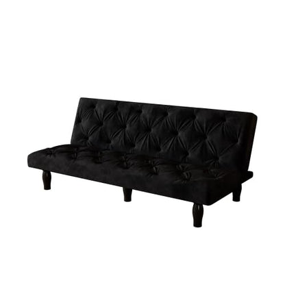 Convertible Futon Sofa Bed, Modern 68'' Faux Leather Sleeper Couch for Living Room,Guest Bed, Adjustable Backrest, Upholstered Recliner Chair, Loveseat for Compact Small Space Living Room (Black New) - color: Black New