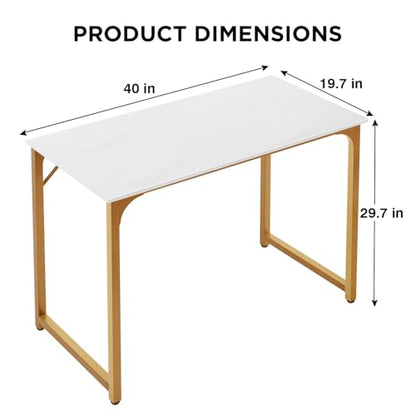 40 inches Computer Desk, Modern Writing Desk, Simple Study Table, Industrial Office Desk, Sturdy Laptop Table for Home Office - color: Gold, size: 40 inch