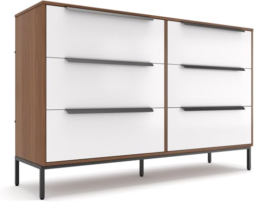 Lira Premium 6-Drawer Fabric Dresser - Engineered Wood Frame, Reinforced Sag-Resistant Drawers, Elegant Metal Handles, Luxury Home Storage Solution (Dark Brown) - color: Roasted Chestnut (Dark Brown), size: 11.8"D x 46.2"W x 28.8"H (6 Drawers)