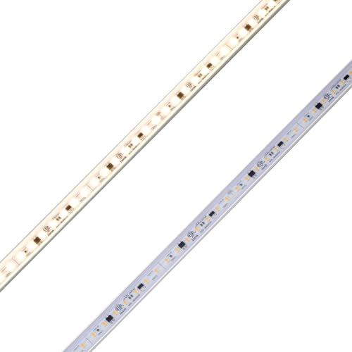 Maxxima 96 in. Hardwired LED Under Cabinet Strip Light, 3680 Lumens, 3000K | Warm White, Kitchen and Living Room 120V White Cove Lighting, No Power Supply Needed - size: 96 Inch
