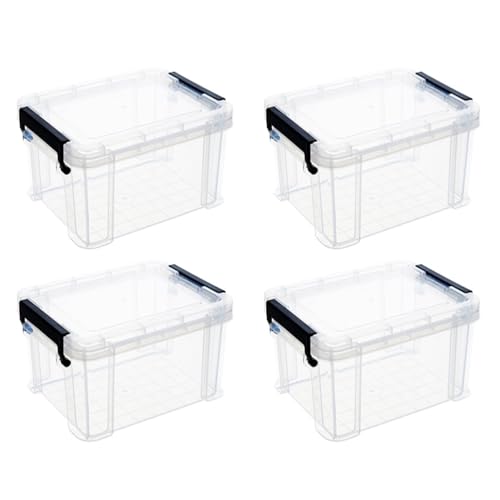 Alasum Mini Transparent Storage Boxes with Lids 4-Pack 3.26X2.55X1.96 Inch Clear Plastic Containers for Toy Storage Small Item Organization and Sundries