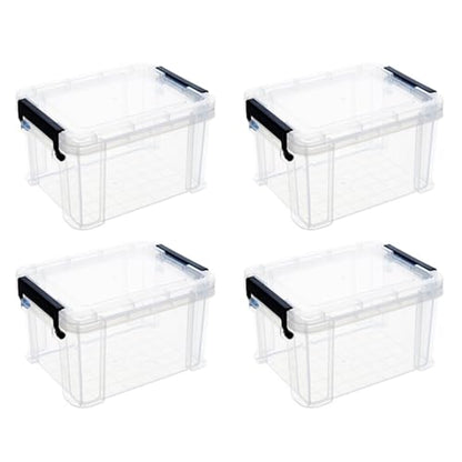 Alasum Mini Transparent Storage Boxes with Lids 4-Pack 3.26X2.55X1.96 Inch Clear Plastic Containers for Toy Storage Small Item Organization and Sundries