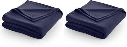 King Size Comfy Supersoft Fleece Blanket – All-Season Light Weight Throw Blanket Luxuriously Soft Throw Blanket for Couch and Sofa Machine Wash Navy (Pack of 2) - color: Navy, size: King (Pack of 2)