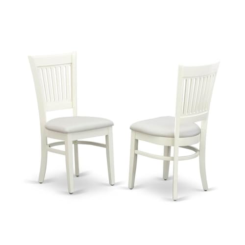 East West Furniture DLVA3-LWH-C 3 Piece Modern Dining Table Set Contains a Round Wooden Table with Dropleaf and 2 Linen Fabric Upholstered Dining Chairs, 42x42 Inch, Linen White - color: Dlva3-lwh-c
