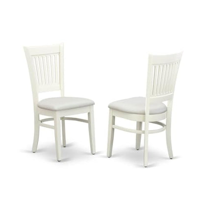 East West Furniture DLVA3-LWH-C 3 Piece Modern Dining Table Set Contains a Round Wooden Table with Dropleaf and 2 Linen Fabric Upholstered Dining Chairs, 42x42 Inch, Linen White - color: Dlva3-lwh-c