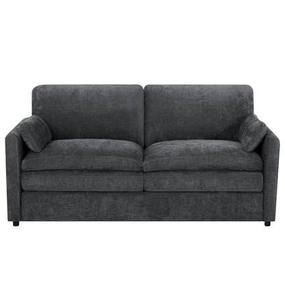 69" Chenille 2 Seats Sofa with 2 Pillows, Dark Grey | Modern Upholstered Sofa with Deeper Seats, Comfy Sofa with Thickened Cushions for Living Room, Apartment - color: Dark Grey, size: Loveseat