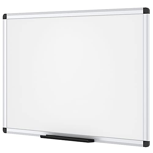 VIZ-PRO Dry Erase Board/Magnetic White Board, 48 X 32 Inches, Silver Aluminium Frame - size: 48"W x 32"H