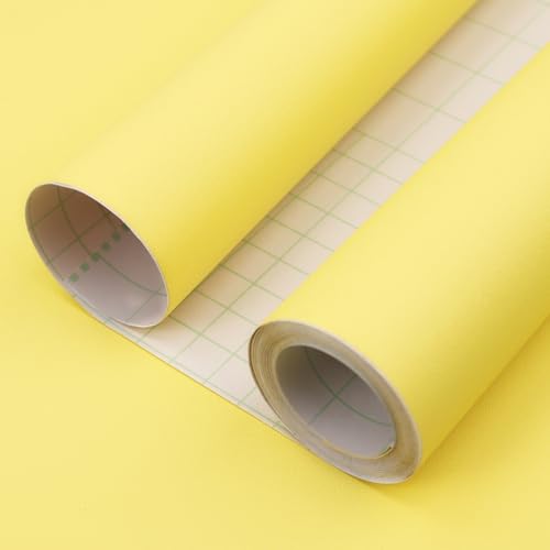 Light Yellow Peel and Stick Wallpaper, 15.7 X 315 inches Renter Friendly Wallpaper, Vinyl PVC Removable Wall paper, Self-Adhesive Wall Sticker Decoration for Counter Furniture Cabinet and Room - color: Light Yellow, size: 15.7" x 315"