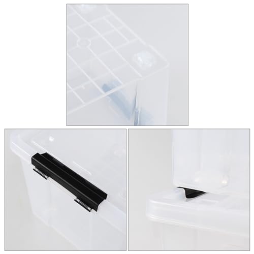 50 Quart Large Storage Box, Clear Storage Bin with Wheels, 4-Pack | Large Capacity, Transparent Clear Plastic, Secure Black Side Latches, Built-In Rolling Wheels - size: 50 quart