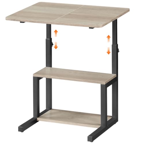HOOBRO C Shaped End Table, 3-Tier Adjustable Height End Table | Couch Sofa Table, 20.5" Large Surface Side Table with Storage Shelves, Laptop Desk, Small Spaces, Living Room, Home Office