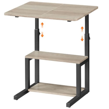 HOOBRO C Shaped End Table, 3-Tier Adjustable Height End Table | Couch Sofa Table, 20.5" Large Surface Side Table with Storage Shelves, Laptop Desk, Small Spaces, Living Room, Home Office