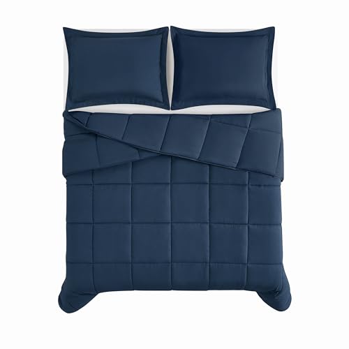 TRULY SOFT Everyday Reversible Dark Blue King 3 Piece Comforter Set - color: Dark Blue, size: King