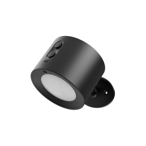 LED Wall Mount Light with Projection Rechargeable Wall Light, 3 Color Temperatures, Remote Control and Touch, 360° Rotating Dimmable Cordless Wall Light for Study Bedroom Reading Bedside (black) - color: Black