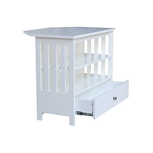IC INTERNATIONAL CONCEPTS Solid Wood TV Stand with Shelves and Drawer in White - 28.9" Height - color: White