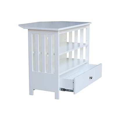 IC INTERNATIONAL CONCEPTS Solid Wood TV Stand with Shelves and Drawer in White - 28.9" Height - color: White