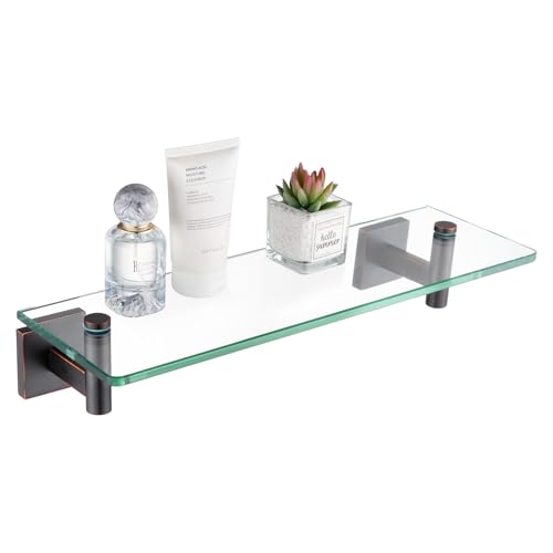 KOKOSIRI Wall Shelves Bathroom Hardware Glass Floating Shelf 12-Inch for Bedroom, Living Room, Kitchen, Hanging Rack Oil Rubbed Bronze B1105ORB-L12 - color: Oil Rubbed Bronze, size: 12-Inch