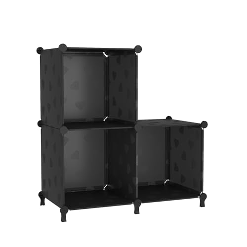 UNKU 3 Cube Storage Organizer, Closet Organizer Storage Shelves,Black | DIY Stackable Bookcase, Clothes Organizer Shelf for Closet, Bedroom, Living Room, Cabinet, Home, Office - color: Black, size: 3cube