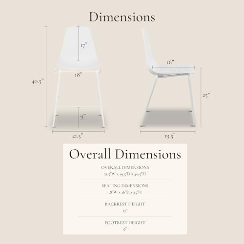 Poly & BARK Isla Bar Stools Set of 3 – Counter Height Bar Stool for Kitchen – Set of Counter Stools – Indoor/Outdoor Barstools – Modern Kitchen Bar Stools - White - color: White, style: Isla Counter Stool Set of 3
