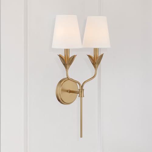 Crystorama Broche 2 Light Antique Gold Sconce - color: Antique Gold, size: Width: 12 Inches