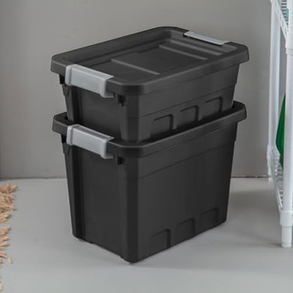 Sterilite Stacker Tote, Plastic Storage Bins with Lids, 4 Gallon, 6-Pack | Rugged Stackable Organizer Bin Containers with Latching Lids for Bed, Garage, Office, Kitchen, Closet & Classroom - size: 4 Gallon, style: 6 Pack