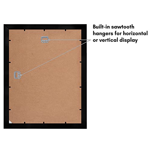 Americanflat 11x14 Picture Frame with Shatter-Resistant Glass - Set of 2 - Use as 8x10 Frame with Mat or Display 11x14 Photo Without Mat - Signature Collection - Picture Frames for Wall - Black | Engineered Wood construction, Shatter-resistant glass, hang