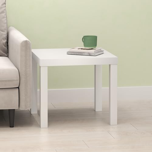 Bayan End Table, Square Side Table, for Small Spaces, Living Room, Bedroom, White - color: White, size: 20.1 (D) x 20.1 (W) x 17.5 (H) inches
