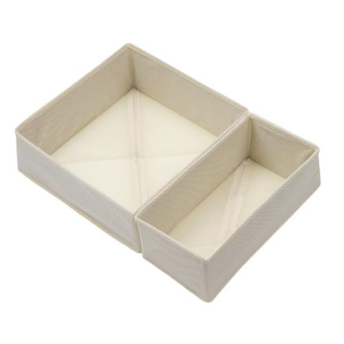 Underwear Drawer Organizer, 2 Pack, Beige | Foldable Fabric Storage Bins, For Dresser & Closet, Sock and Bra Dividers, 2 Sizes, Bedroom Organization - color: Beige