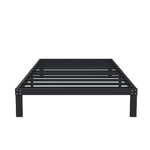 DiaOutro 9 Inch Low Profile Twin Bed Frame Heavy Duty Platform, Black | Steel Slats Platform No Box Spring Needed Mattress Foundation, Easy Assembly, Noise Free - size: Twin, style: 9 Inch