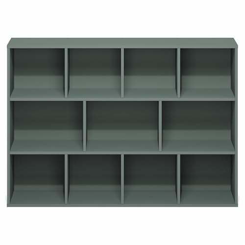 Furinno LUDER Book Shelf, 11-Cube Bookshelf, Reversible Bookcase, 9.4 x 29.1 x 41.7, Easy Assembly, for Living Room, Bedroom, Home Office, Sage Green - color: Sage Green, size: 11-Cube