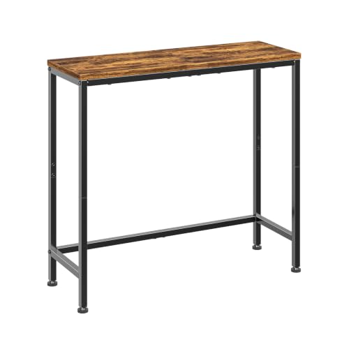 Simple Trending Narrow Side Table, 29.8" Console Table, Rustic Brown | Slim Entryway Table, Metal Frame, Adjustable Feet Pads, Industrial Style Behind Couch Table, for Entryway, Living Room - size: 1-Tier Sofa Table