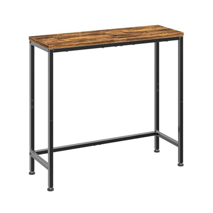Simple Trending Narrow Side Table, 29.8" Console Table, Rustic Brown | Slim Entryway Table, Metal Frame, Adjustable Feet Pads, Industrial Style Behind Couch Table, for Entryway, Living Room - size: 1-Tier Sofa Table