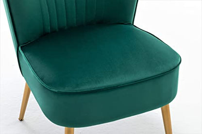 Container Furniture Direct Modern Velvet Accent Chair for Living Room, Bedroom, or Entryway, Stylish and Comfortable Armless Design with Metal Legs, Green - color: Green