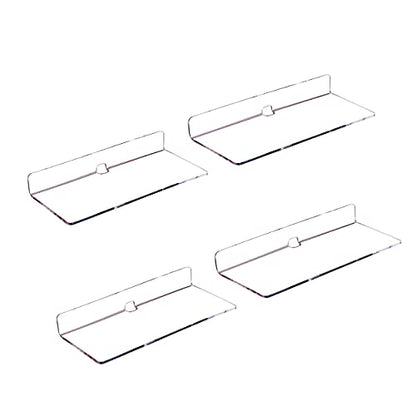 4 PCS Clear Small Acrylic Floating Wall Shelves,9 Inch Adhesive Display Shelf for Nintendo Switch/Smart Speaker/Security Cameras/Action Figures,No Damage Expand Wall Space - color: Clear With Adhesive Tape and Screws