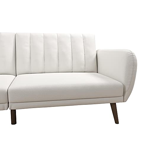 Novogratz Brittany Futon, Convertible Sofa & Couch,White Faux Leather - color: White Faux Leather