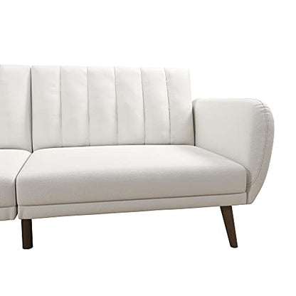 Novogratz Brittany Futon, Convertible Sofa & Couch,White Faux Leather - color: White Faux Leather