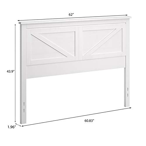 Farmhouse Style Wood Panel Headboard in Gloss White - Queen Size - color: Gloss White, size: Queen