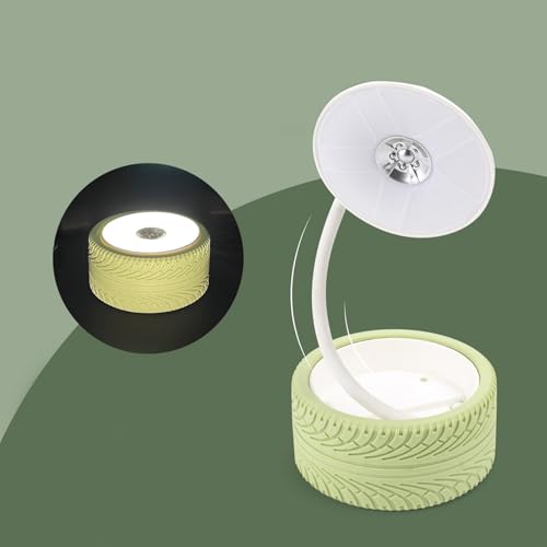 Pongnas Foldable Bedside Lamp with USB Charging Port Warm White LED Light Portable Wheel Design for Bedroom Study Living Room Travel Green - color: Green