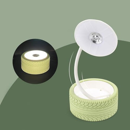 Pongnas Foldable Bedside Lamp with USB Charging Port Warm White LED Light Portable Wheel Design for Bedroom Study Living Room Travel Green - color: Green