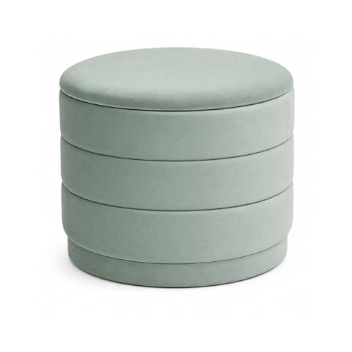 23" Round Velvet Storage Ottoman with Reversible Lid, Soft Padded Footrest and Hidden Storage, Large Upholstere Tray Top Ottoman Footstool for Living Room, Bedroom, Entryway, Sage Green - color: Sage, size: 23"D x 23"W x 17"H
