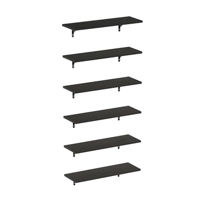 Furinno Rossi Floating Shelves for Wall Set of 6, 23-Inch Wall Shelf, Floating Shelf, Wall Mounted Shelves, for Bathroom, Bedroom, Living Room, Espresso - color: Espresso