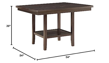 Lexicon Baronscourt 54" Square Counter Height Table for 8, Mindy Veneer Wood Dining Table with Lower Storage Shelf and Built-in Lazy Susan, for Dining Room/Kitchen, Dark Brown - color: Dark Brown, style: Dining Table Only