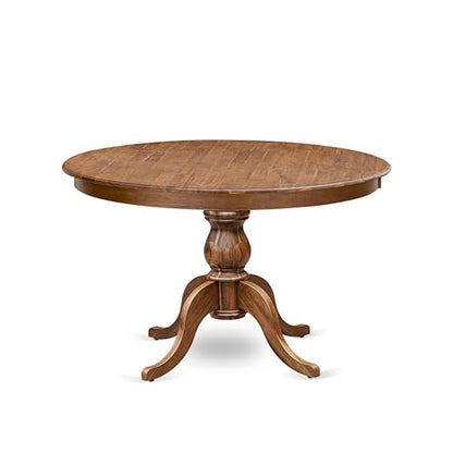 FE6-0N-TP Round Breakfast Table with Acacia Wood Top and Elegant Pedestal Base - Antique Walnut Finish - color: Fe6-0n-tp, size: 48x48 Inch