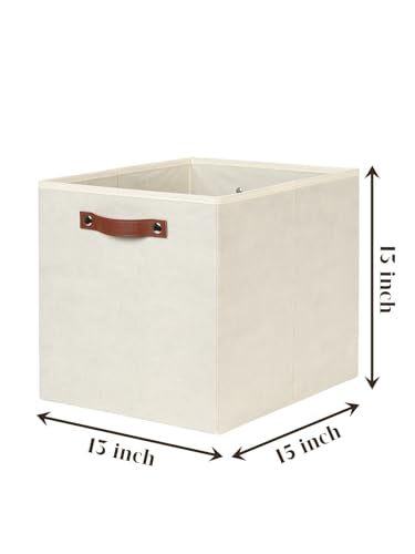 Temary Cube Storage Bins 4Pack Foldable Storage Baskets for Clothes Shelf Basket with Handles, Fabric Storage Boxes Organizer Bins for Home (Beige, 13x15x13 Inch) - color: Beige, size: 13x15x13