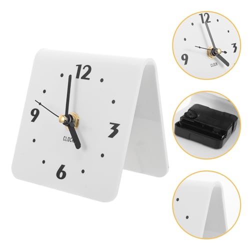 Silent Acrylic Table Clock Modern Minimalist Battery Operated Desk Clock for Bedrooms Smooth Sweeping Hand for Light Sleepers and Couples