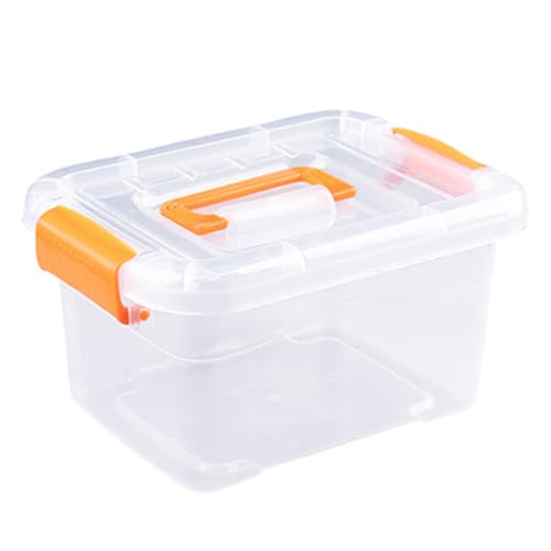 Clear Plastic Storage Box with Secure Lid, Stackable Portable Storage Bin for Home Organization, Heavy Duty Transparent Tote for Closet Garage Shelf (Small)