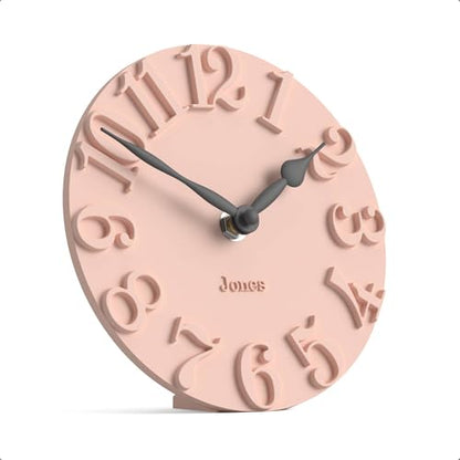 JONES CLOCKS® Hampstead Desk Clock | Freestanding | Rose Pink | Elegant Raised Moulded Numerals | Ideal for Shelf, Mantel, Living Room, Home Office or Bedside - color: Rose Pink