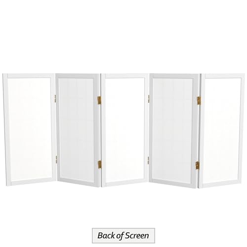 2 ft. Short Desktop Window Pane Shoji Screen - White - 5 Panels - color: White, size: 5 Panel