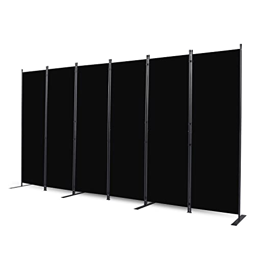 Room Divider, 6 Panel Folding Privacy Screens with Wider Feet, Black | 132" W X 71" H Room Divider Panel, Stable Frame Structure, Flexible Space Separator, Portable wall divider for Room Partition - color: Black, size: 22"- 6 Panel