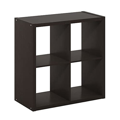 Furinno CUBICLE 4-Cube Book Shelf, Extra Thick Frame Bookshelf, Dark Oak | 14.6" x 30" x 30", Reversible Bookcase with Open Back, for Living Room, Bedroom, Home Office - color: Dark Oak, size: 4-Cube