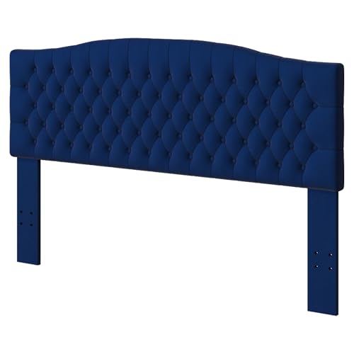 Furpopup Velvet Upholstered Headboard King/Cal King Size Latest Model Wall Mount, Bed Frame Mount, Featuring High-Density Sponge Padding, Luxury Texture Easy Assembly Comfort and Style-Navy Blue - color: Navy Blue-velvet, size: King